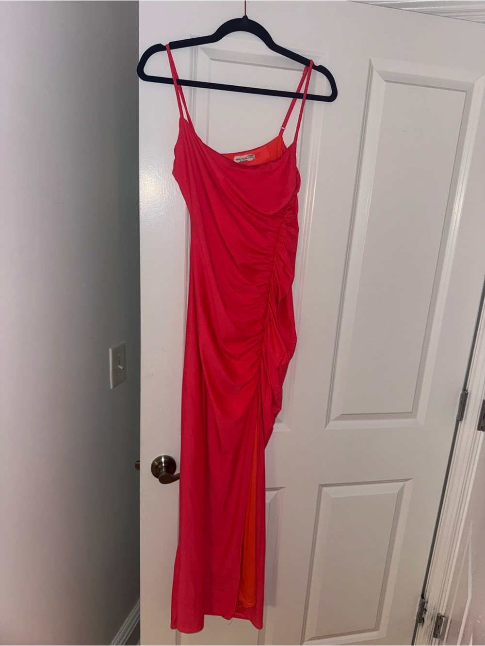 Good American Bright Red Ruched Dress